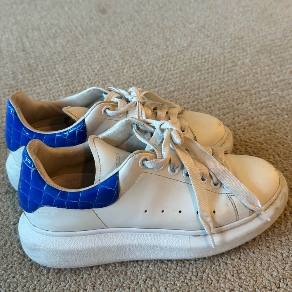 Kids White and Blue Sneakers